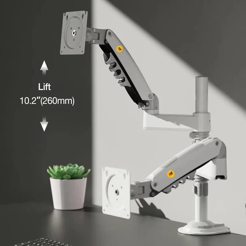 Dual Monitor Desk Mount Stand Full Motion Swivel Computer Monitor Arm Fits Two Screens up to 27'' H180