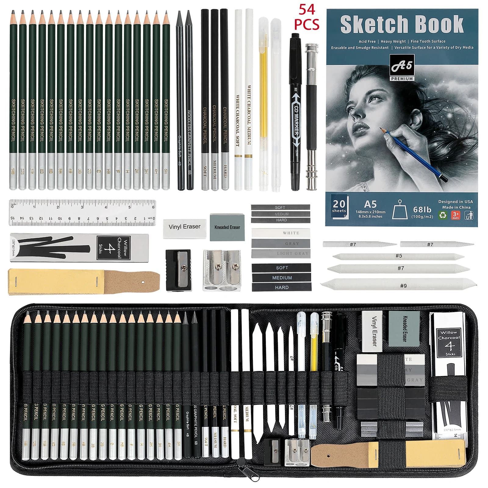 12/20/25/54/70 pcs Drawing Sketching Coloring Set Drawing Pencils & Sketching Kit Art Tool Kit Professional Art Supplies Set