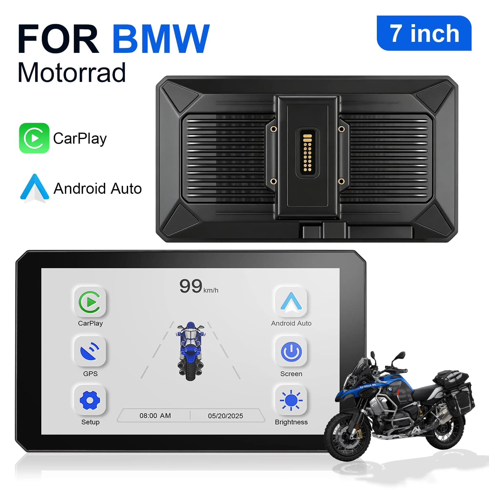 Carplay for BMW XR M1000 R1200GS R1250GS S1000XR R1300GS 7 Inch Portable Motorcycle Navigator CarPlay Android Auto Navigator