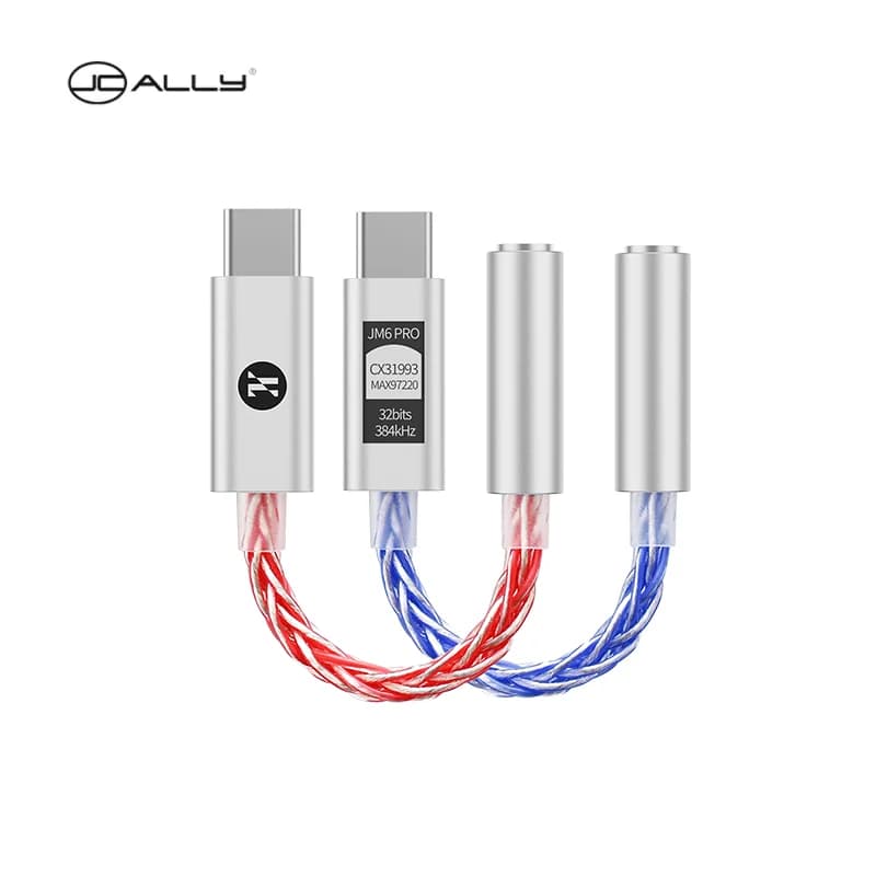 JCALLY JM6 Pro Type-C to 3.5mm Dual DAC CX31993 MAX97220 Digital Audio Headphone Amplifier HiFi DAC Mobile Headset Adapter