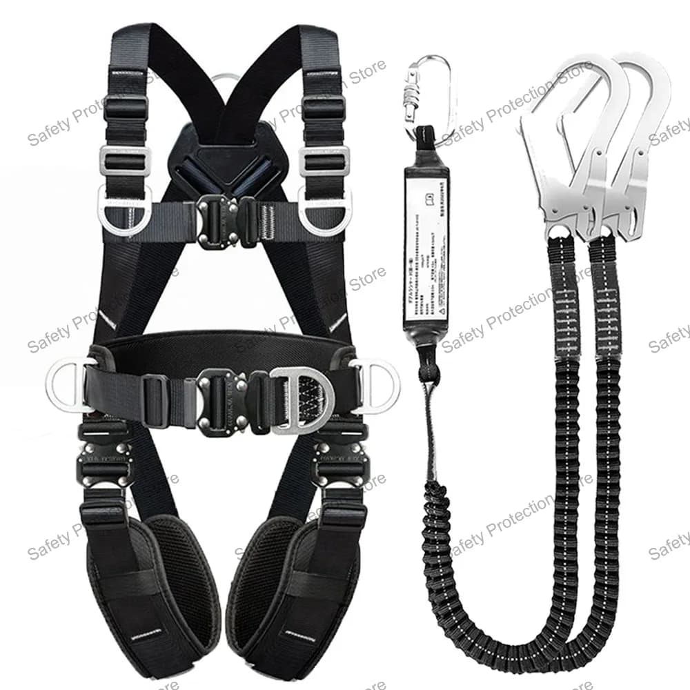Full Body High-altitude Work Safety Harness Five Point Safety Belt Rope Outdoor Rock Climbing Construction Protection Equipment