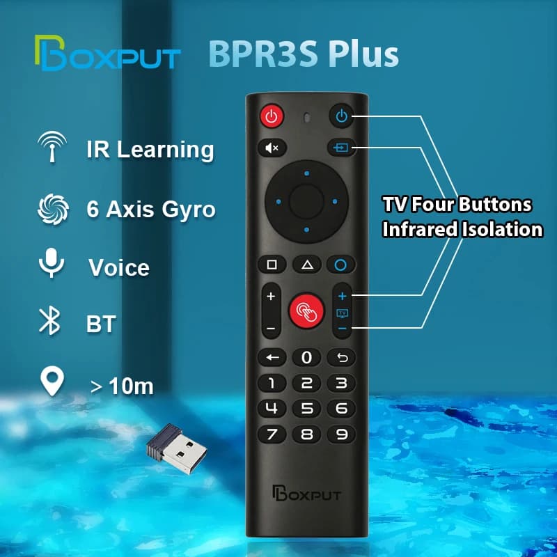 BOXPUT BPR3S PLUS BT Air Mouse Voice Function IR Learning TV 2.4G Wireless Remote Controller With Gyroscope for Android TV Box/P