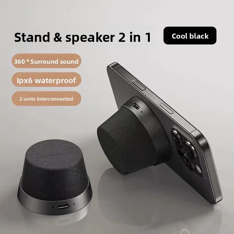 Mini Wireless Speaker Multifunctional Bluetooth Speaker Strong Magnet Magnetic Fabric Stand for Cell Phone Computer Outdoor