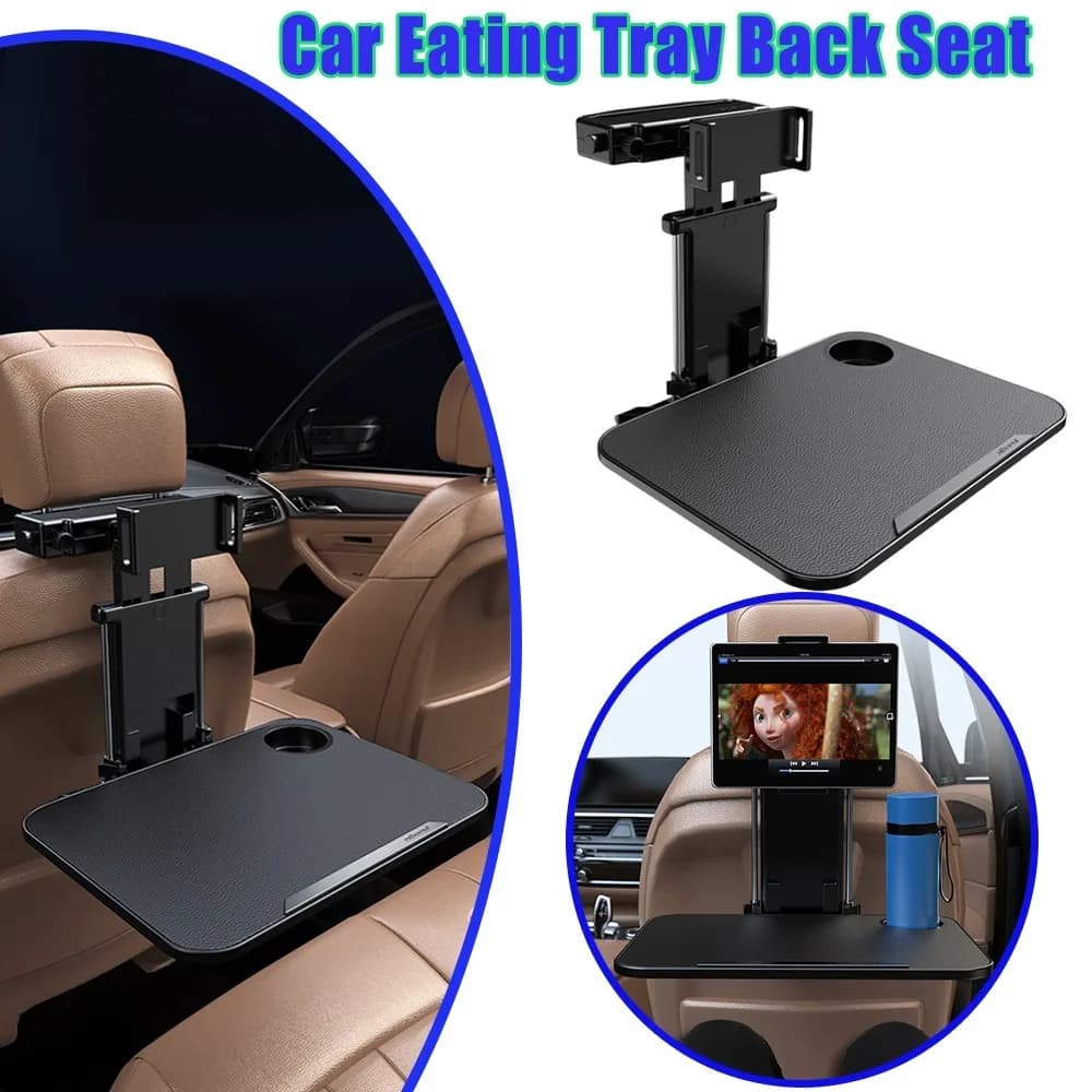 Car Back Seat Tray Table for Kids Work Eat Laptop Computer Foldable Travel Tray Desk Organizer with Phone Holder Stand