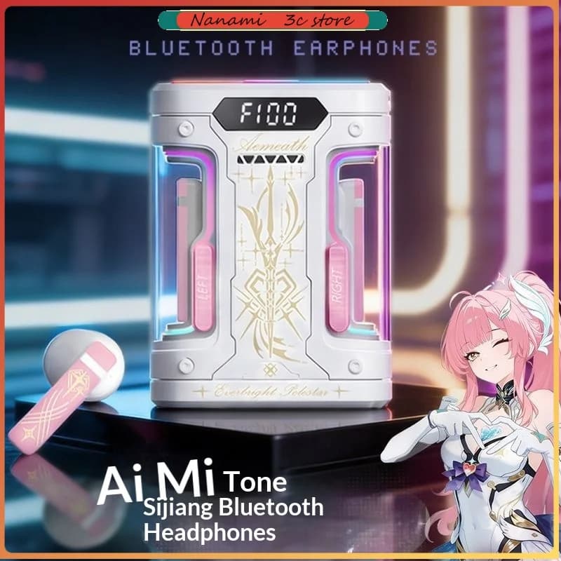 Anime Elysia TWS Bluetooth Earphones Semi-In-Ear Bluetooth 6.0 Wireless Gaming Headphones for Honkai Impact Fans Gifts