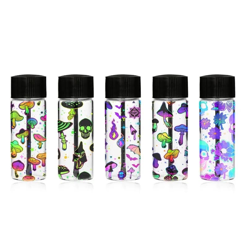 mini Snuff portable Storage box With snuff spoon glass Sealed Waterproof Light-weight Medicine box uv pattern Men Woman Gift