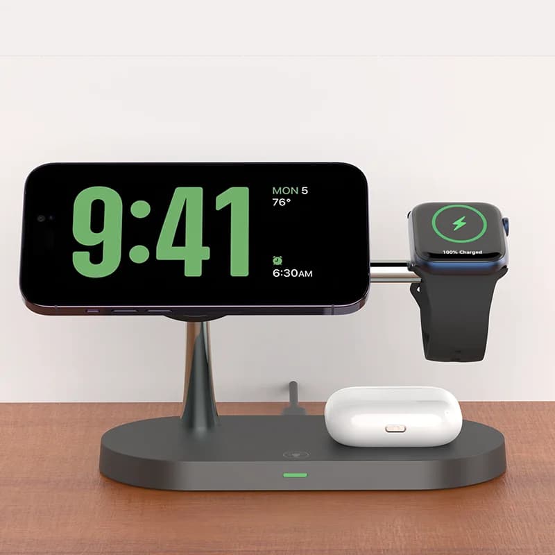 3 in 1 Wireless Charger Stand For iPhone 12/13/14/15/16/17 Fast Charging Station for Apple Watch 10 9 8 7 6 5 4 Airpods 2 3 Pro
