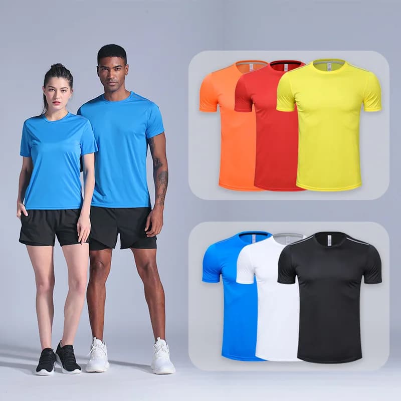 Men Women Quick Dry Short Sleeve Sport T Shirt Gym Jerseys Fitness Shirt Trainer Running T-Shirt Teenager Breathable Sportswears