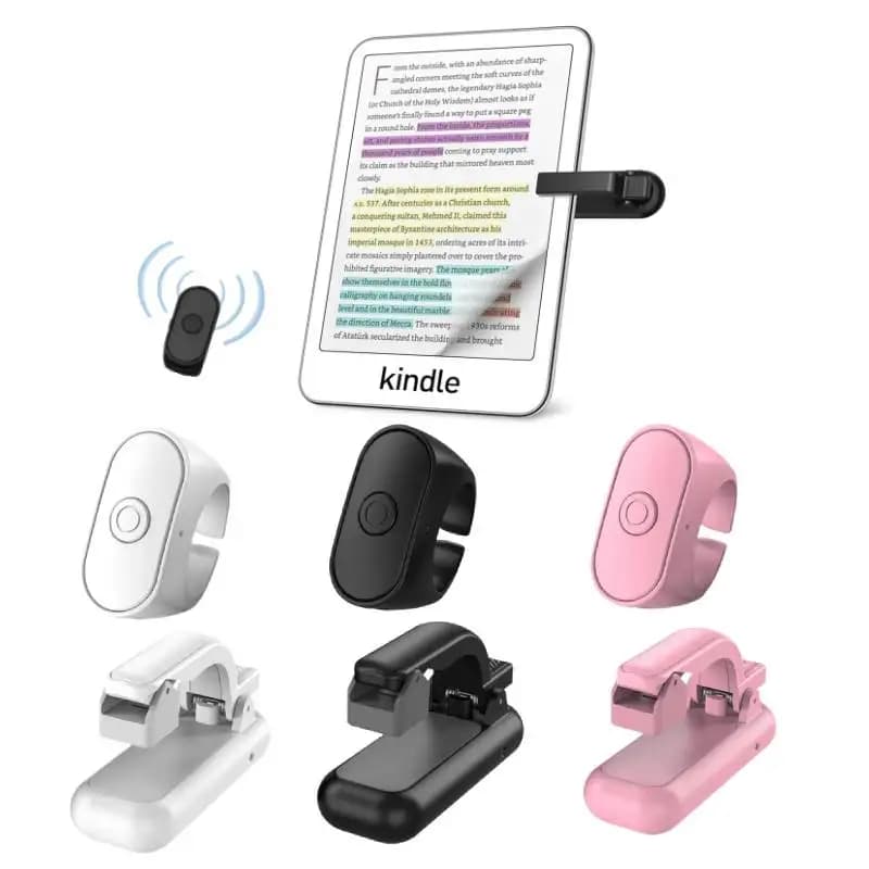 2-in-1 Page Turner Clicker Wireless Page Turner Remote Control E-Reader Phone Camera Record Trigger Remote for Kindle Paperwhite