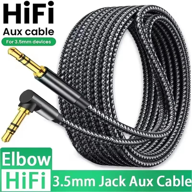 3.5mm Jack Audio Cable 90 Degree Elbow Male to Straight Male Aux HiFi Cable For Samsung S20 Car Headphone MP3/4 Aux Cord Wire