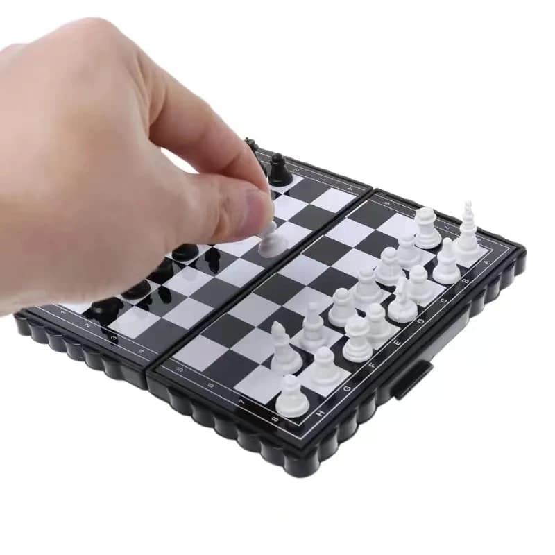 Mini Magnetic Chess Set for Kids - Portable Folding Plastic Chessboard Outdoor Friendly Travel Board Game