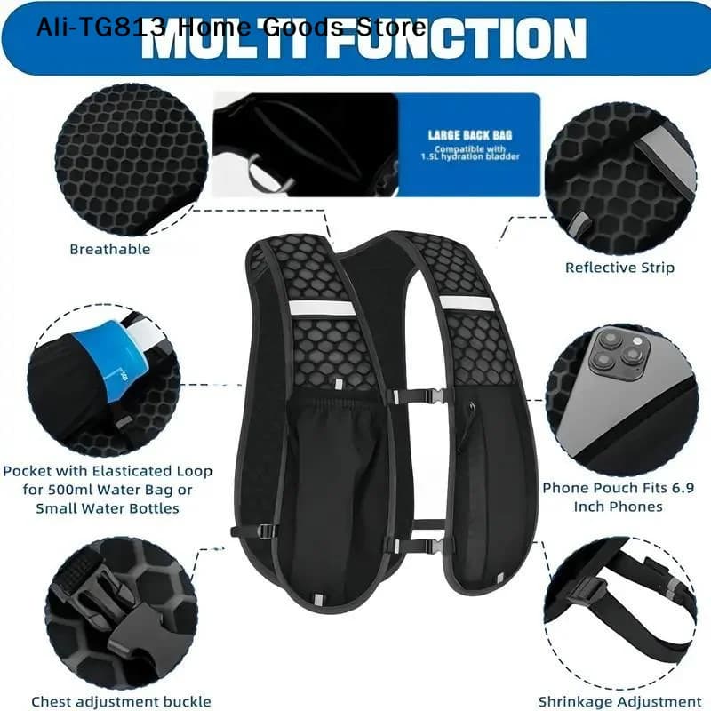 Running Vest For Women Men, Adjustable Chest Strap Running Hydration Vest Lightweight Reflective Hydration Backpack For Marathon