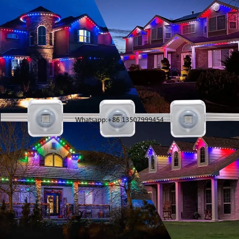 WiFi-Controlled Smart LED Strip Lights 15M RGB Color-Changing IP66 Waterproof PVC Building Facade Decoration 30LED Per Meter