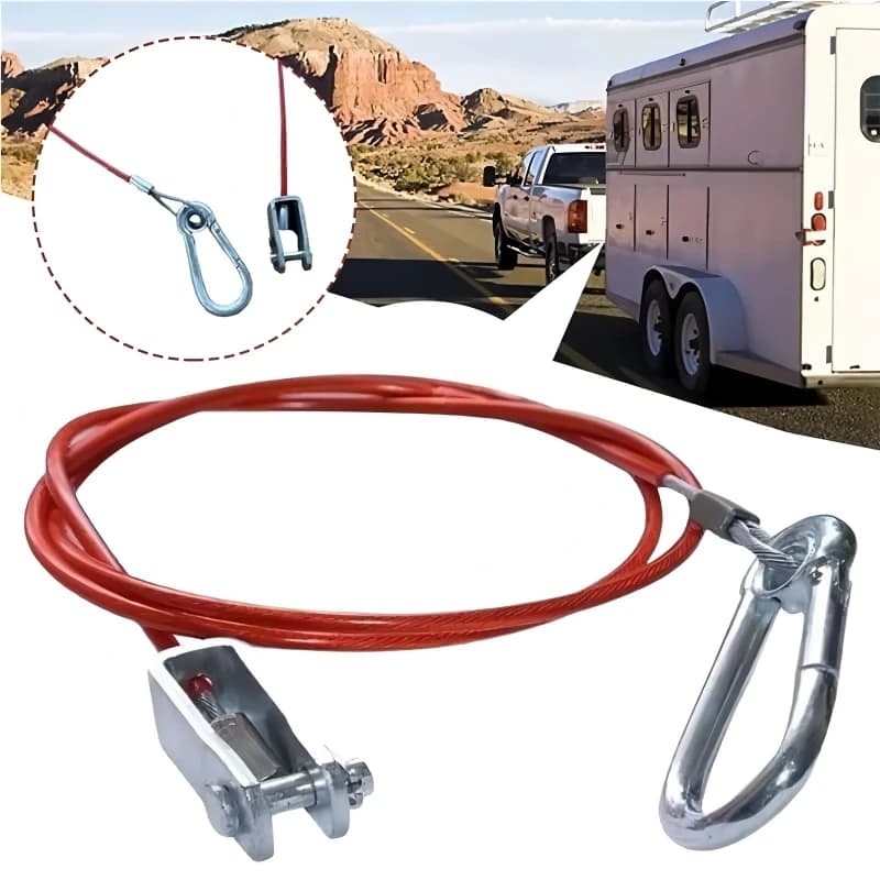 1pc Red Stainless Steel Trailer Breakaway Rope Trailer Caravan Brake Away Breakaway Safety Cable Braked Hitch Accessories Parts