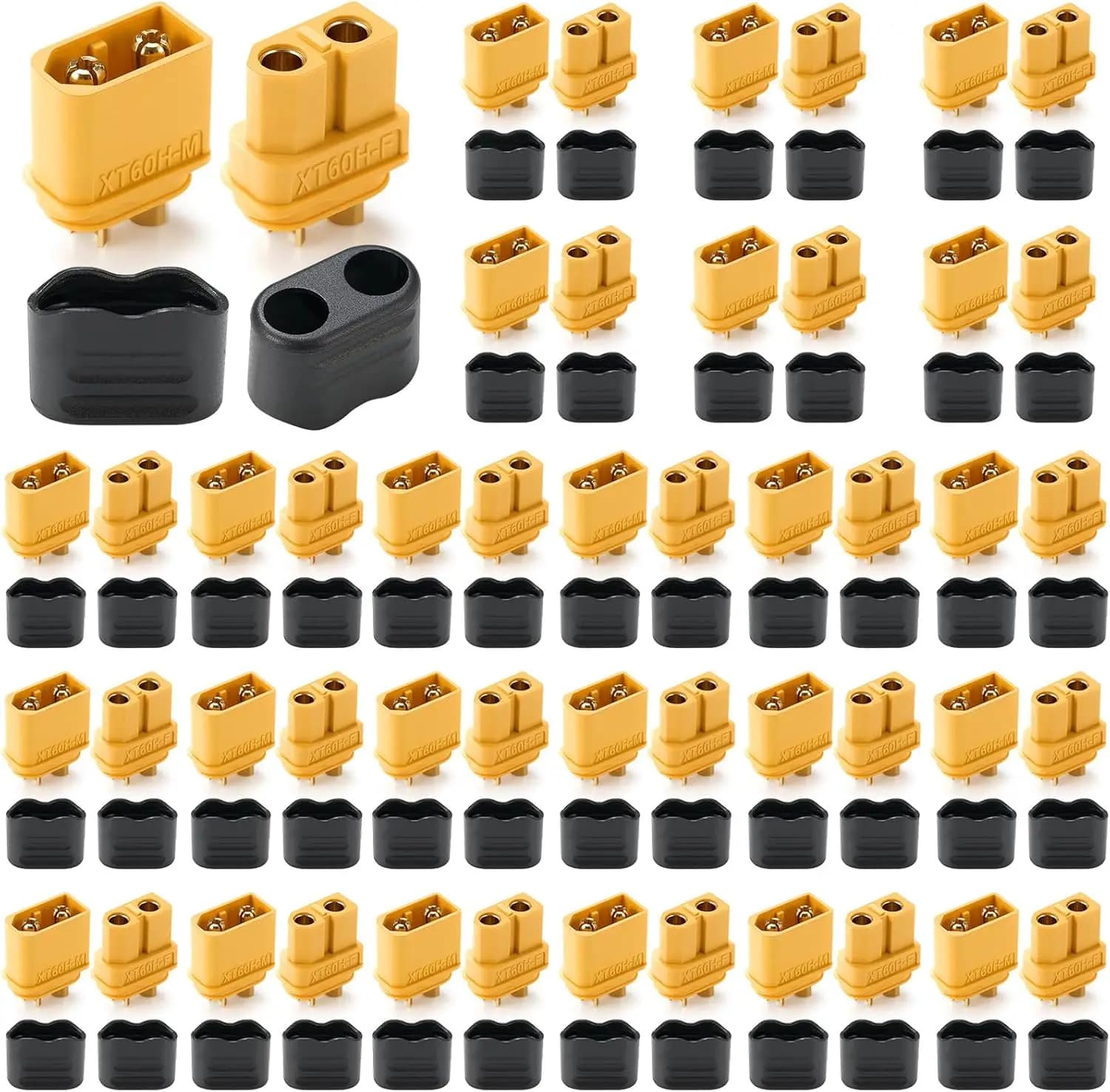 10 Pair XT60H (XT60 Upgrade) Connectors, XT60H Male Female Bullet Connectors Plugs with Sheath for Lithium Battery RC Planes Car