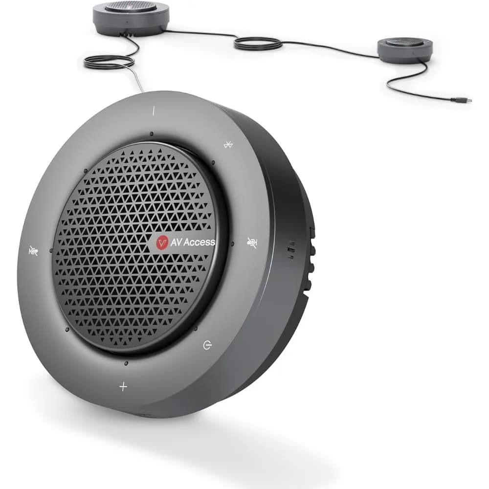 Upgraded Speakerphone Supports 9-Unit Daisy Chain for 50 People, USB/Bluetooth, 4 Mics, AI Noise Cancelling for Large Rooms