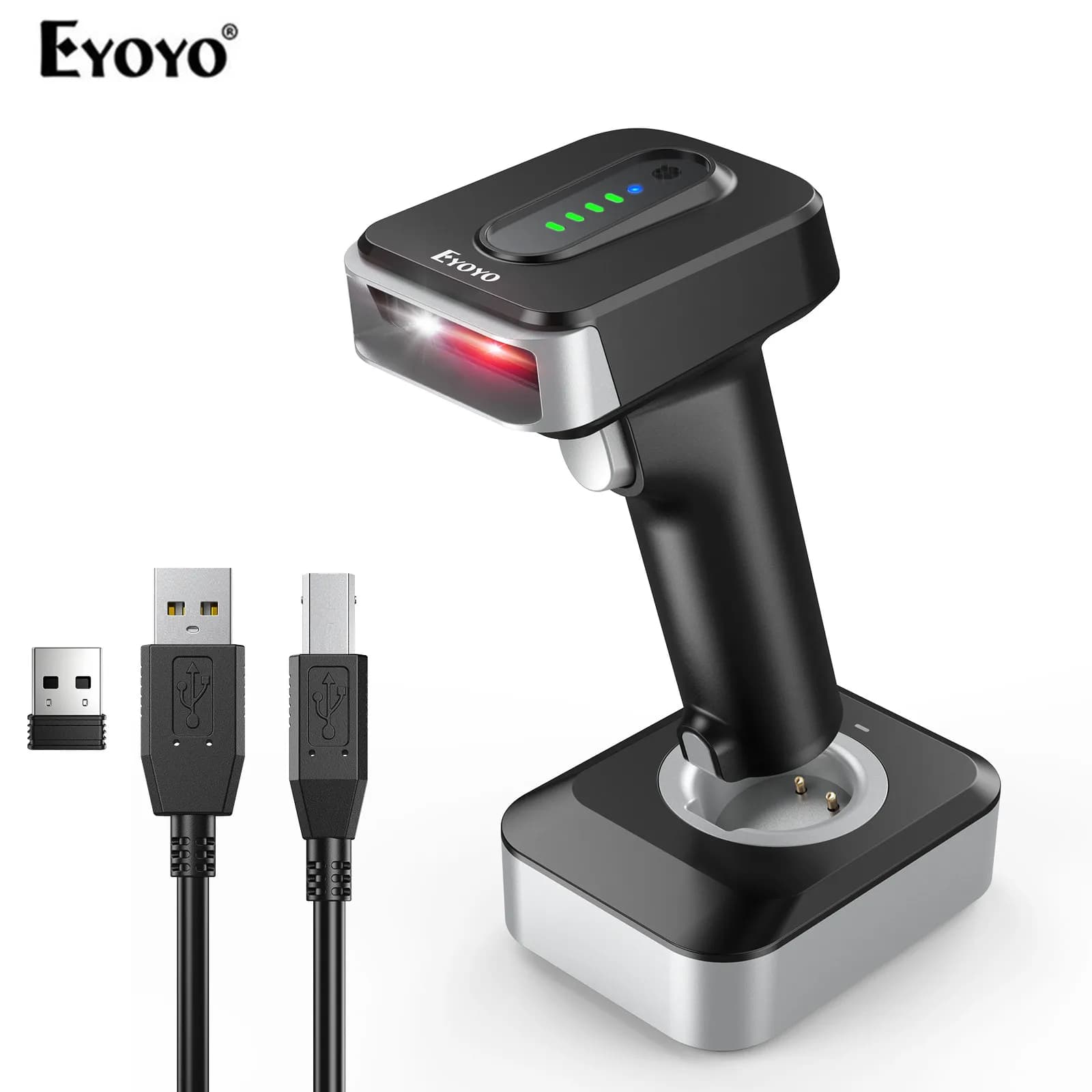 Eyoyo Blueooth Wireless 2D Barcode Scanner and Wired QR Barcode Reader PDF417 Automatic Sensing for Pos Scanning