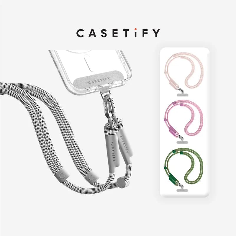 CASETiFY Woven Cord Phone Strap Set Cool Gray / Soft Mist Purple Compatible with all iPhone models Phone accessory lanyard strap