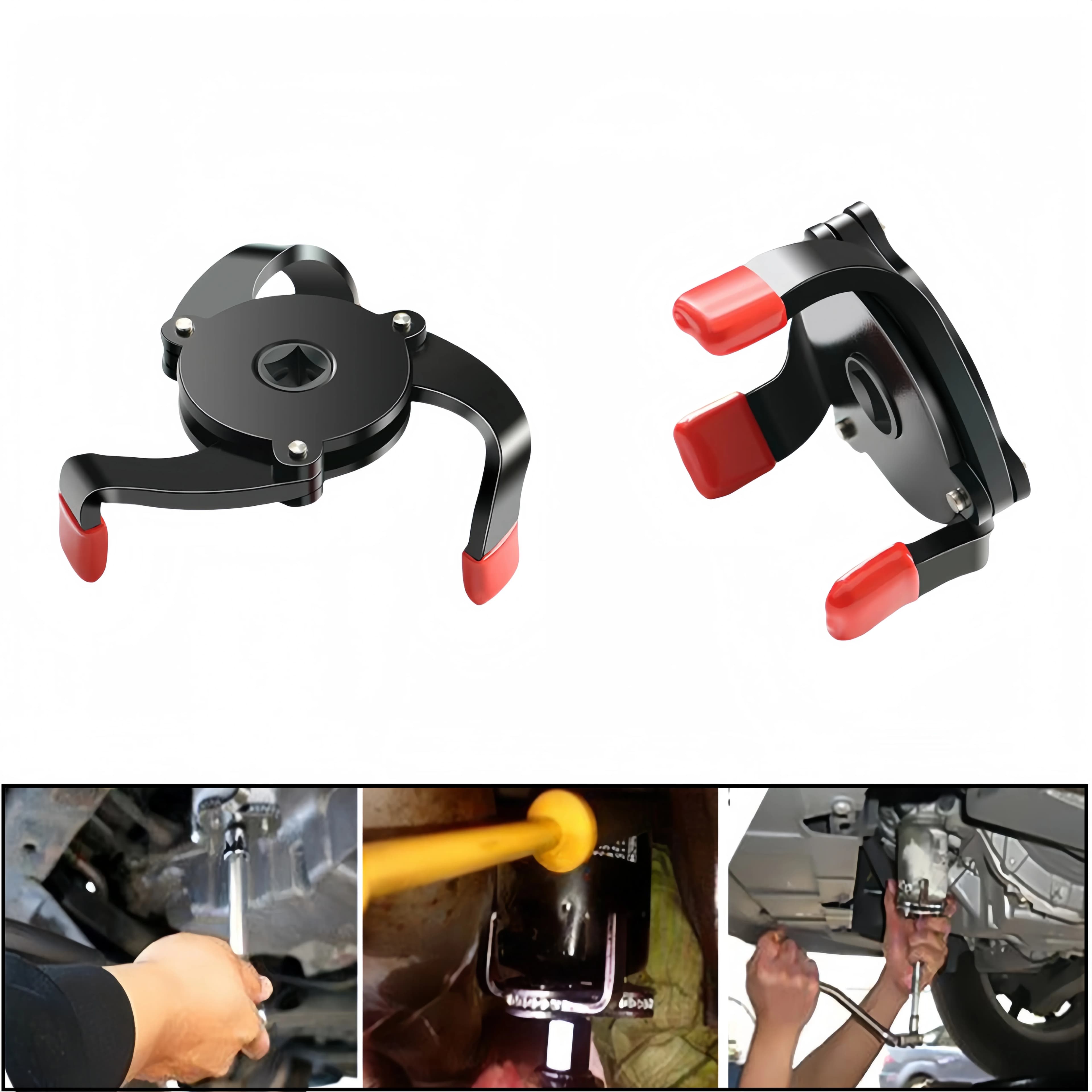 Universal 3 Jaw Oil Filter Removal Tool High Strength Steel Engine Maintenance Wrench Auto Repair Compatible Vehicle Models