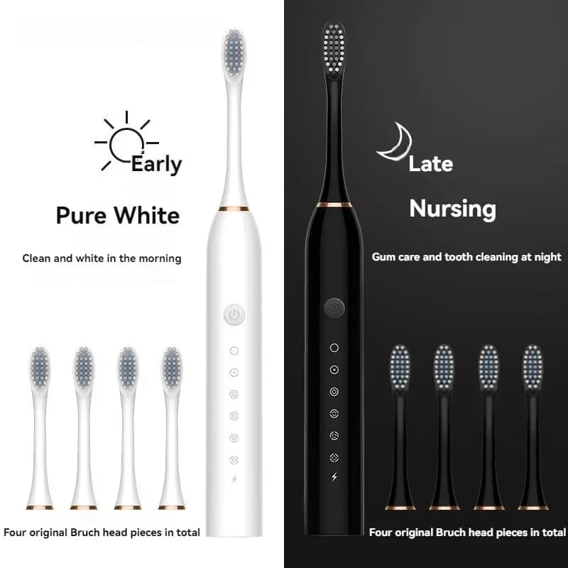 Electric Ultrasonic Toothbrush Six Speed Mode Home Soft Hair USB Charging Waterproof Adult Tooth Cleaner Automatic Couple Set-