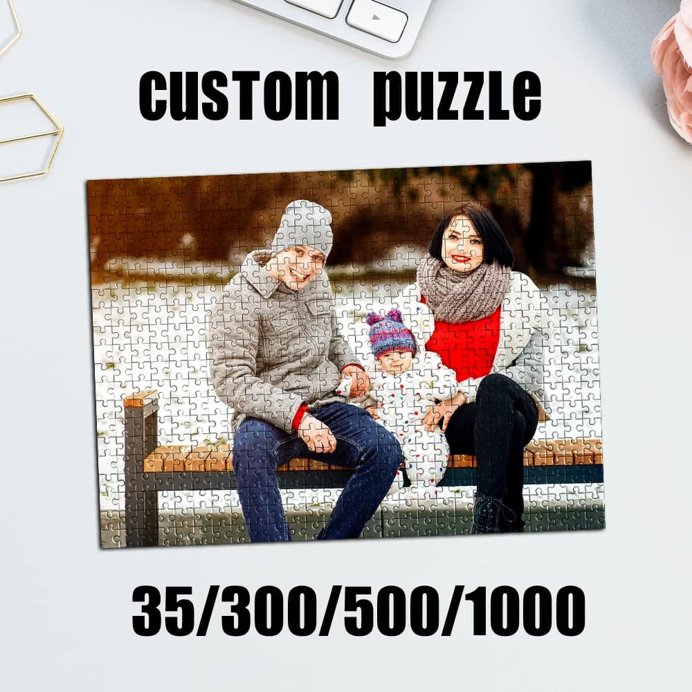 35/300/500/1000pcs Personalized Custom Photo Puzzle DIY Teens Adults Wooden Box Jigsaw Toys For Friends Family Gifts Room Desk