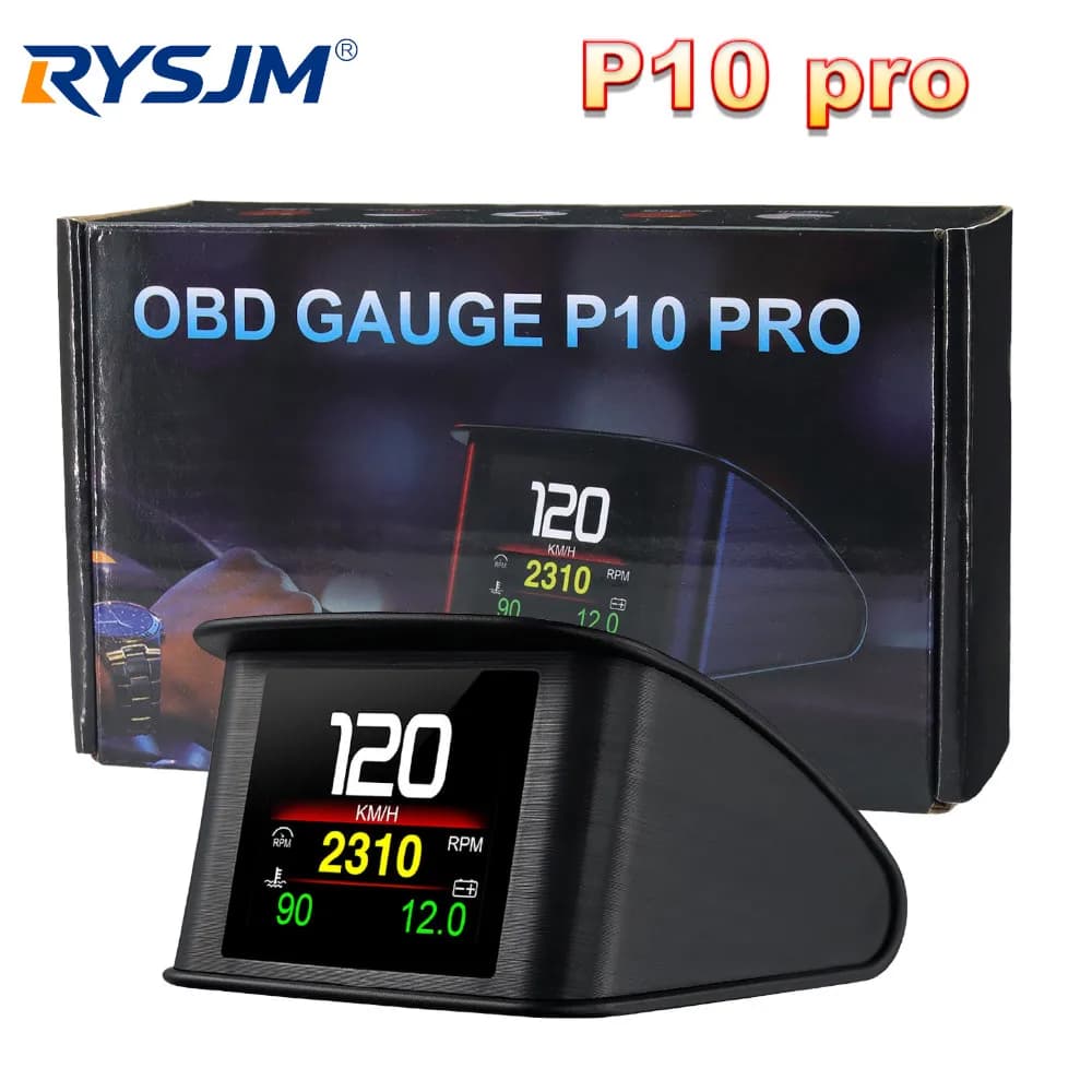 HD P10-PRO OBD2 HUD Car Head Up Display Digital Speedometer Auto On-board Computer With Speed RPM Temperature Voltage Alarm