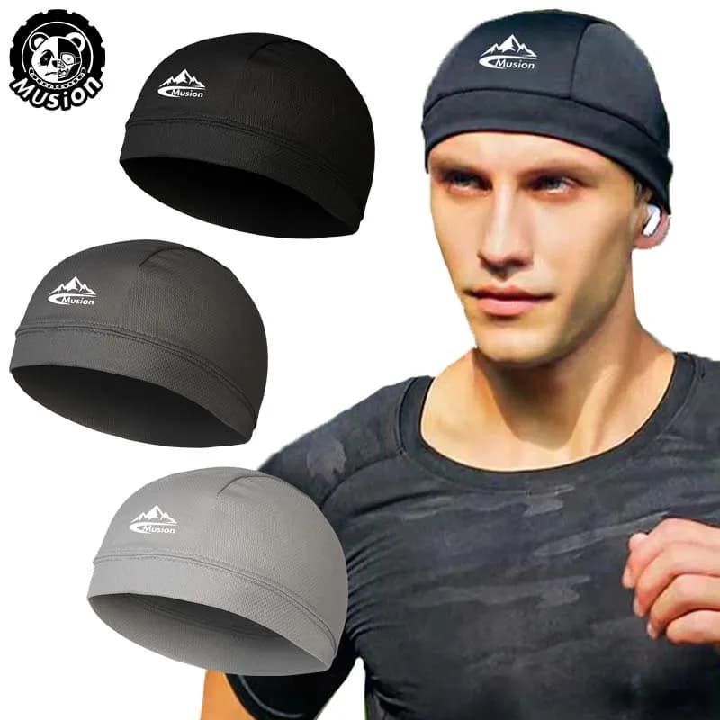 Musion Under Helmet Beanie Cap  Vented Sweat Absorbent Moisture Wicking for Men Cycling Motorcycle Riders