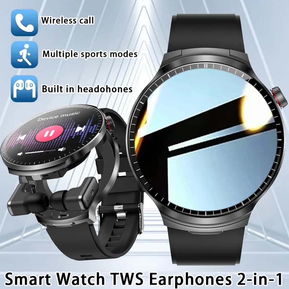2026 New 2 in 1 Smart Watch With Earbuds Smartwatch TWS Bluetooth Earphone Heart Rate Blood Oxygen Monitor Sports Watch