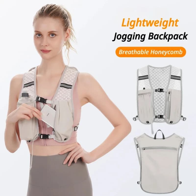 Biking Running Storage Vest Backpack Lightweight Running Vest Reflective Hydration Water Chest Pack Phone Storage Pocket