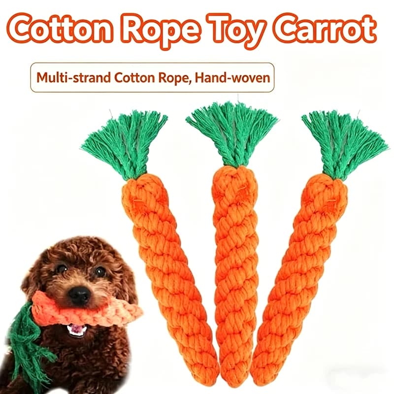 Chew Toys For Small Dogs Puppy Cleaning Teeth Bite Resistant Carrot Cotton Rope Pet Playing Toy Accessories Pet Supplies