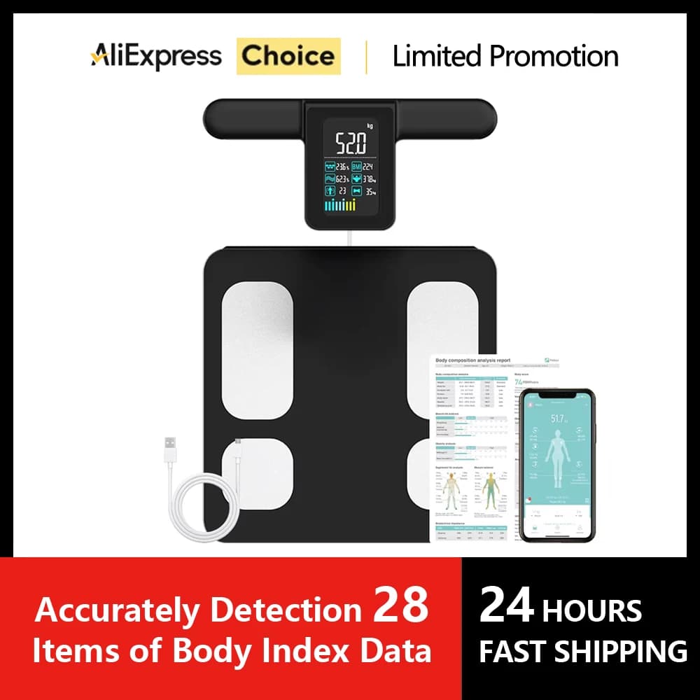 Fitdays Scale for Body Weight and Fat Percentage, 8 Electrodes High Precision Scale for BMI 20 Body Composition Measurement