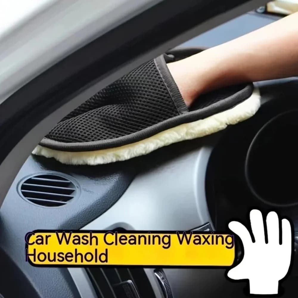 Car Washing Gloves Imitation Wool Plush Thickened Soft Lint Free Absorbent Waxing Polishing Car Motorcycle Clean Tool Reusable