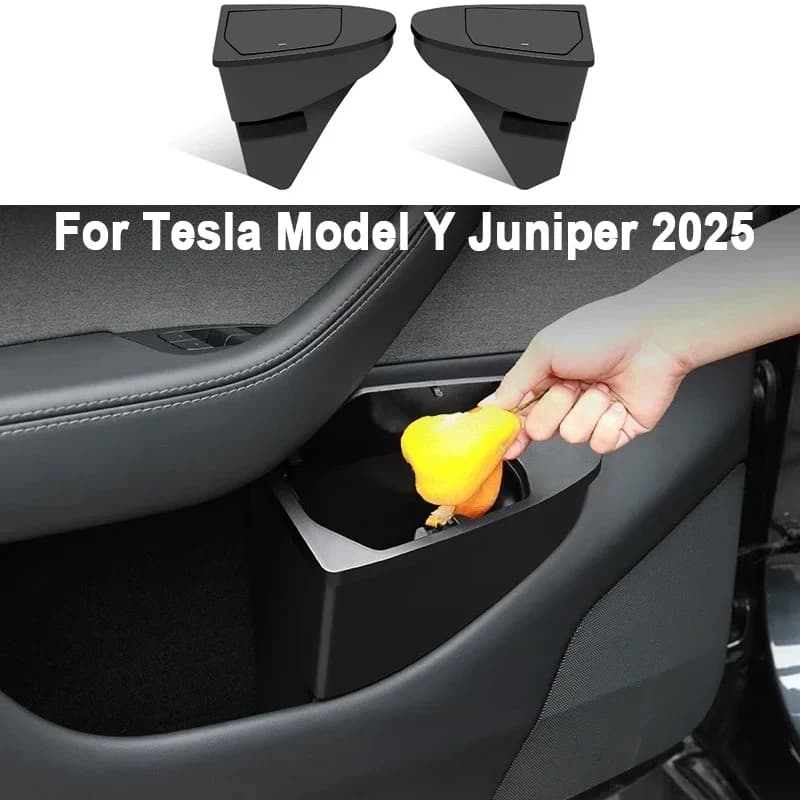 For Tesla Model Y/YL Juniper 2025 Front Door Storage Trash Can Car Door Storage Box Multi Functional Storage Box Car Accessories