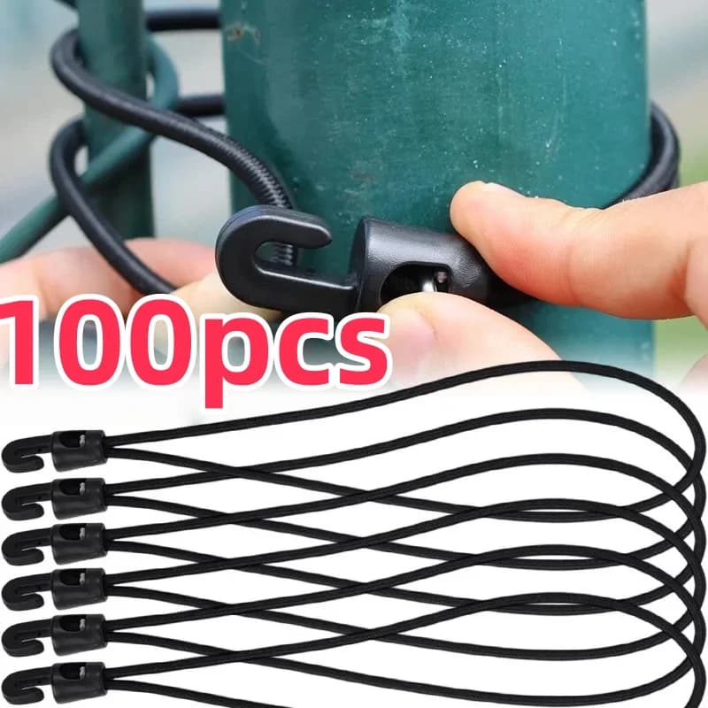 10/50/100Pcs Bungee Cord with Hooks High Elasticity Expander with Hooks Rubber Tensioner with Hooks for Camping Tarpaulin