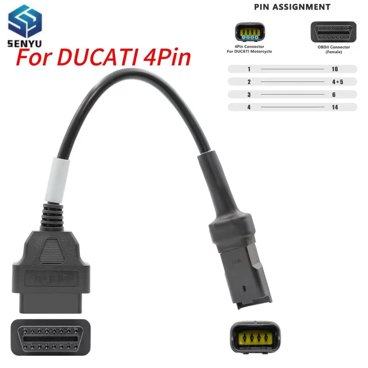 For DUCATI 4Pin Plug OBD 2 Extension Cable OBD2 Connector Motorcycle Motobike 4 Pin To 16Pin Adapter Car Diagnostic Scanner Tool