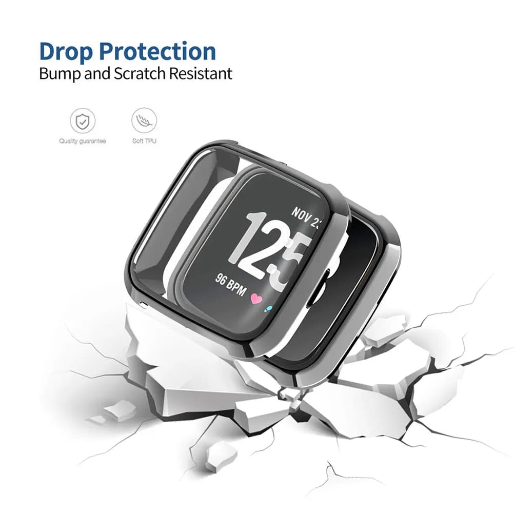 2Pcs Smart Watch Protective Tpu Shell Plating Case Anti-Scratch Shockproof Lightweight Sports Cover Black Smart Watch Shell