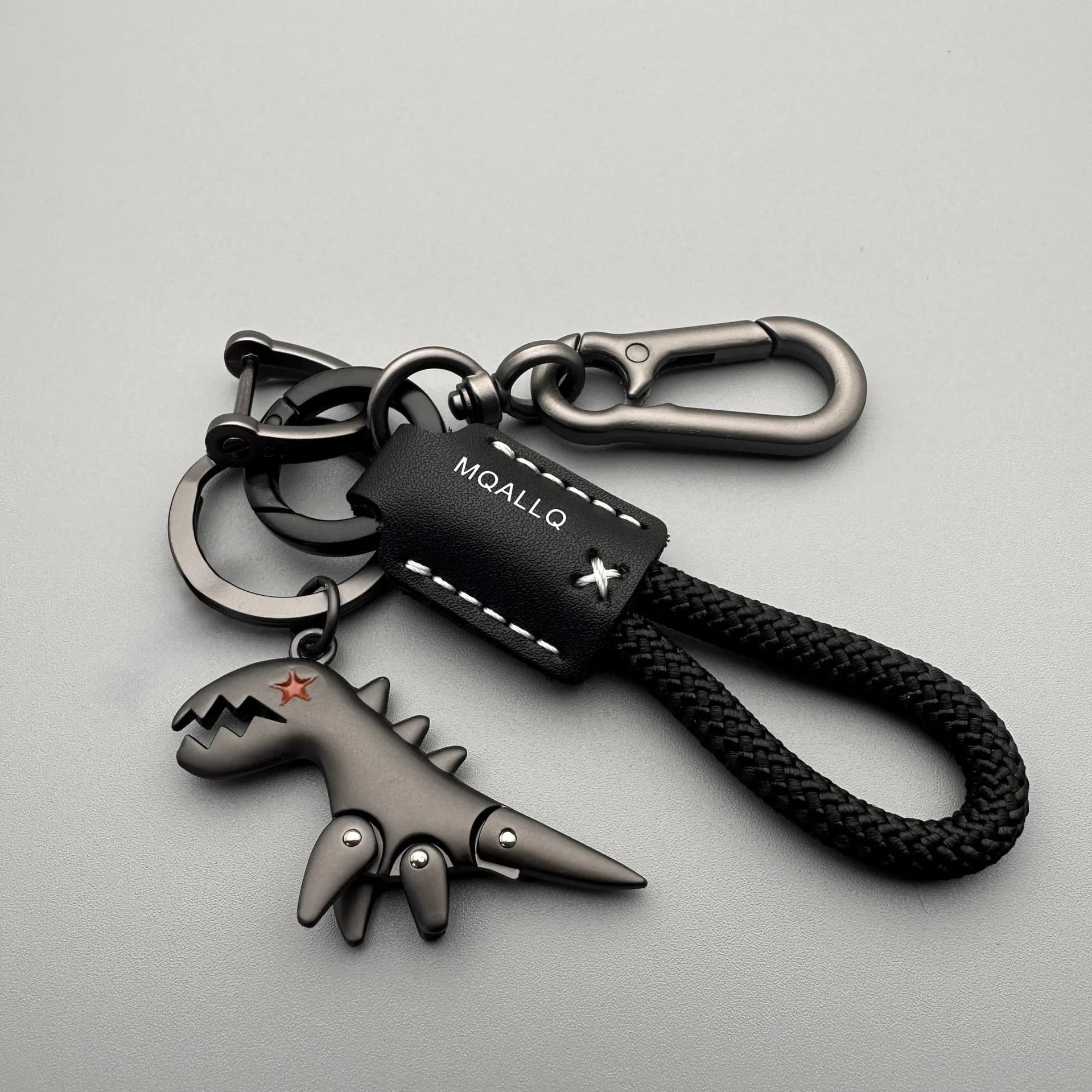 Motorcycle Decoration Accessories and Car Keychain Single Leather Woven Rope Metal Keychain Handbag Pendant Small Gift