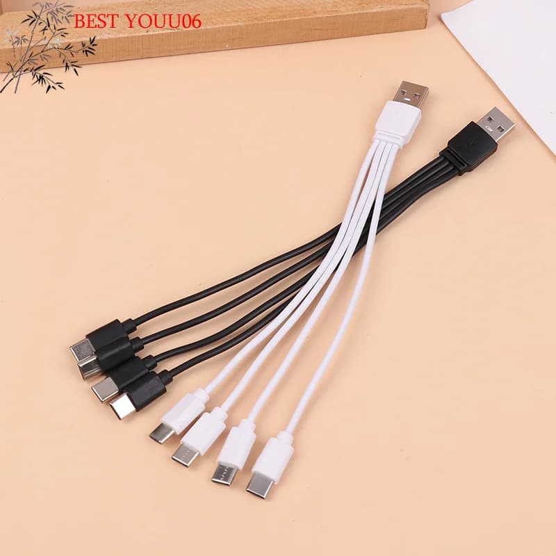 Hot 20CM 4 In 1 USB C Charger Cable 4 Ports USB Splitter Charging Cable Type C Connector For Cellphones Smartphone Tablet