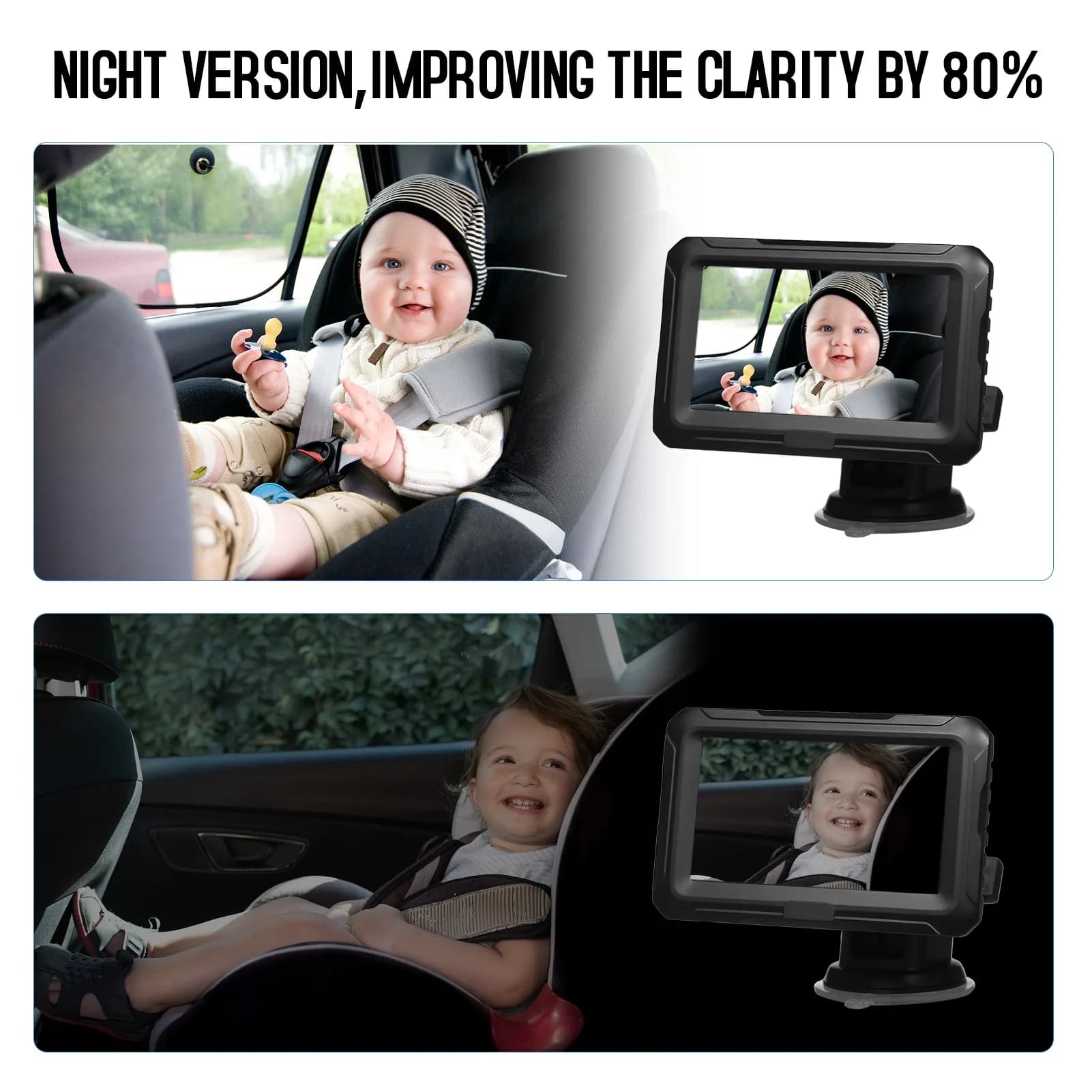 1080P Baby Car Mirror Monitor with Camera Baby Car Mirror with 4.3'' IPS Screen Night Vision Function for Infants Kids Pets