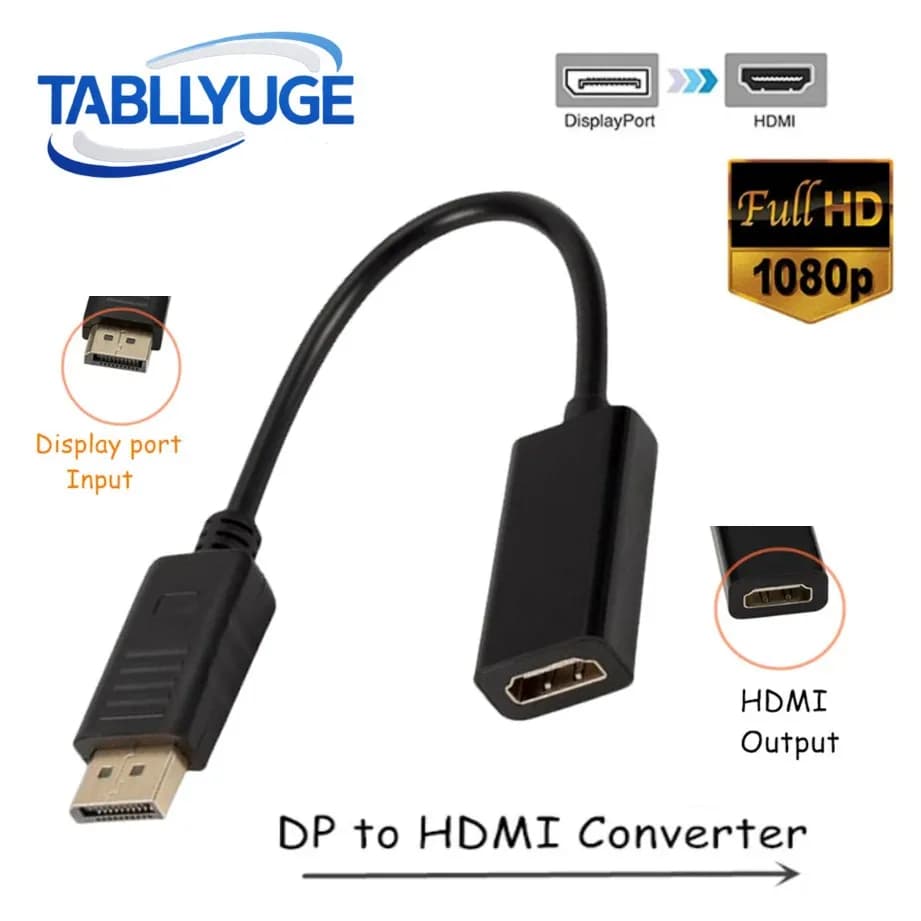 1080P DisplayPort to HDMI-compatible Cable Adapter DP Male To HDMI-compatible Female  Converter For Laptop PC TV Projector