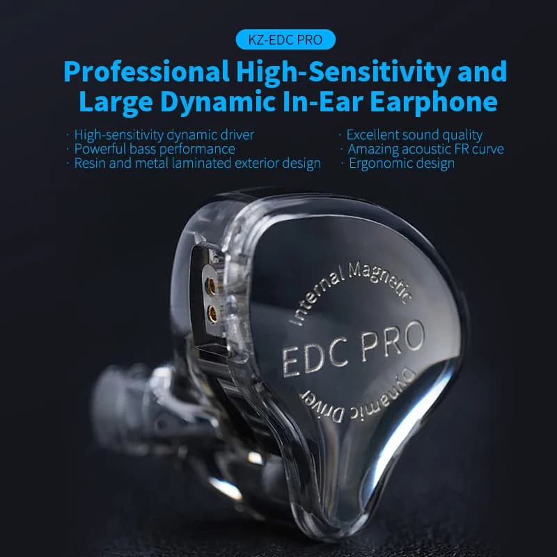 KZ EDC PRO upgraded high-quality dynamic HIFI in ear interchangeable cable wired motion noise cancelling headphones