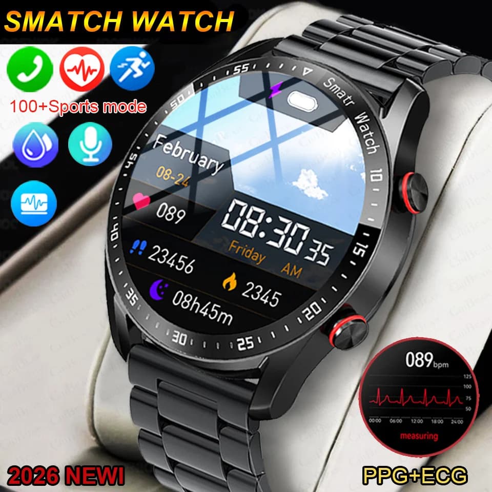 2026 New Classic Smart Watch Men Women ECG+PPG HD Screen Bluetooth Call GPS Tracker Heart Rate IP68 Waterproof Sports Smartwatch