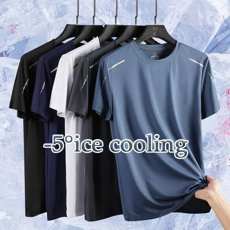 Men's Running Quick Drying T-shirts Breathable Hiking Fishing Tees Soft Elasticity Outdoor Sports Short Shirt Summer
