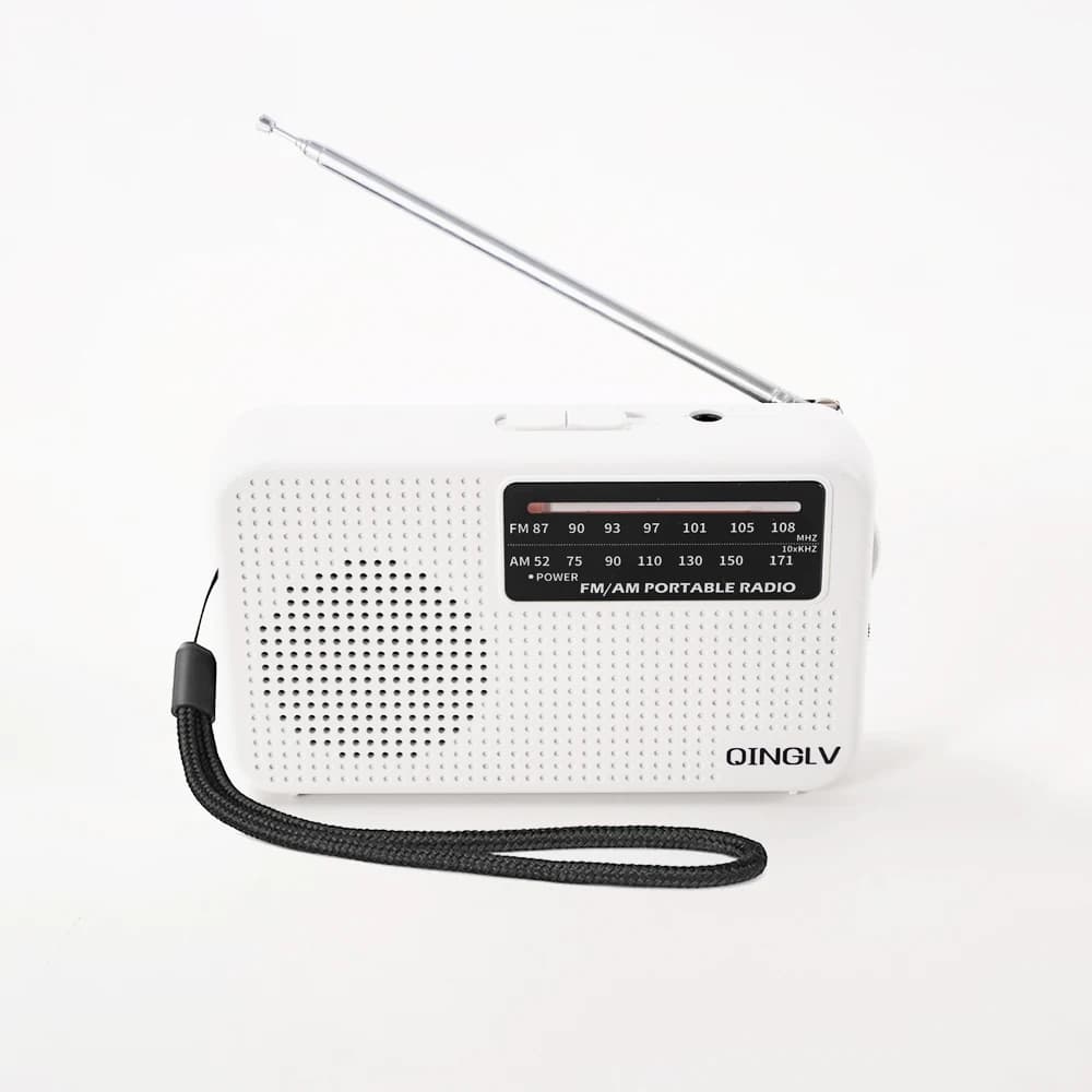 Portable AM/FM Emergency Radio Battery Powered Telescopic Antenna Headphone Jack for Indoor Outdoor Camping Survival Home Use