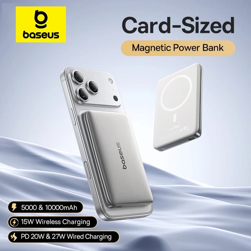 【CCC】Baseus 10000mAh Magnetic Power Bank PD 27W, 5000mAh Magnetic Power Bank PD 20W Card-Sized Powerbank For iPhone 17 Samsung