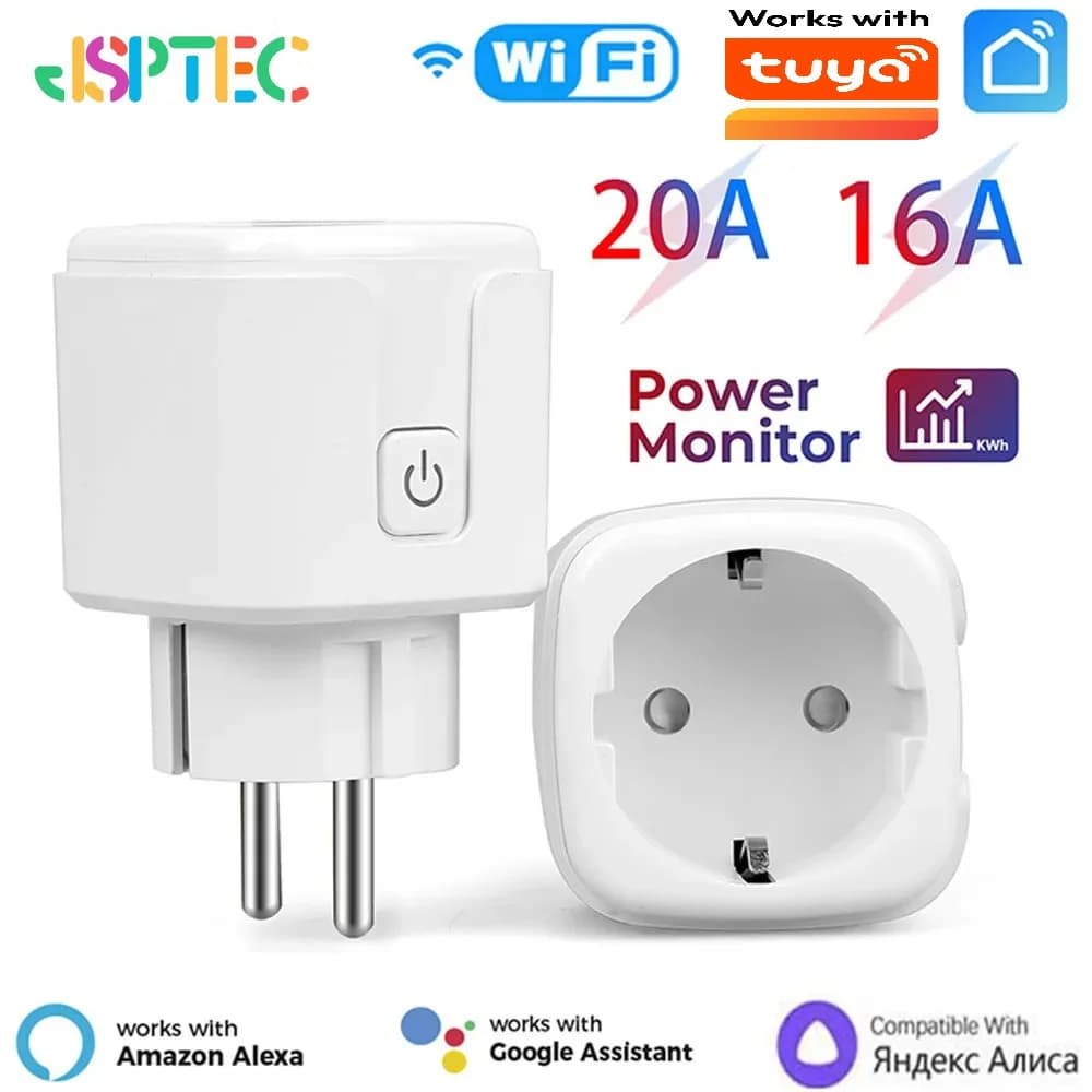 Tuya Smart Socket EU16A/20A Wifi Smart Plug With Power Monitoring Smart Life APP Remote Control Support Google Assistant Alexa