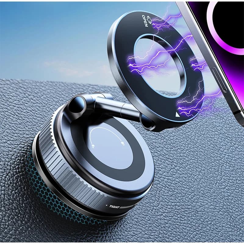 Foldable Magnetic Phone Holder for Car Vacuum Suction Cup Mount with 360° Swivel Pocket Size Universal Stand for Dashboard
