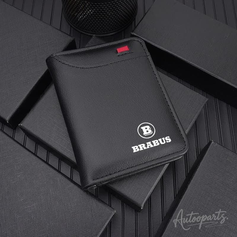 Car Logo Men's Leather Wallet Coin Purse Personalised ID Card Holder For Brabus Smart W204 W205 GLC G65 W463 G500 G350 CLA W464