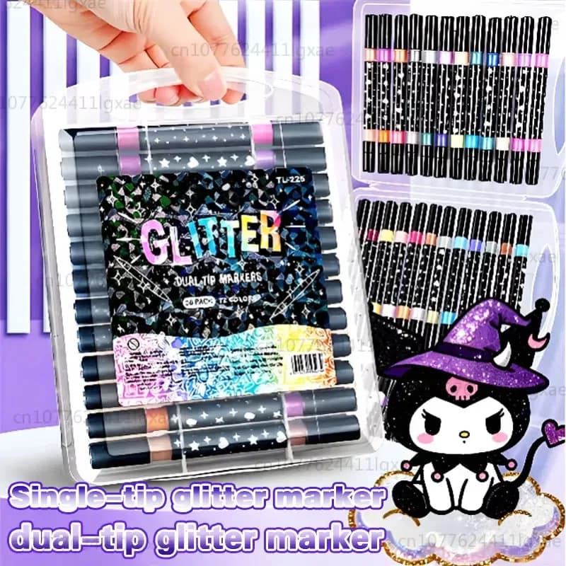 12/24/48/72/96 Colors Single tip/Dual Brush Tip Glitter Art Markers Metallic Paint Marker Pens DIY Crafts Birthday Cards, Album
