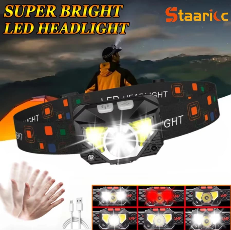STAARICC Powerful LED Sensor Headlamp USB Rechargeable Headlight Led Head Torch Camping Search Light Flashlight Fishing Lantern